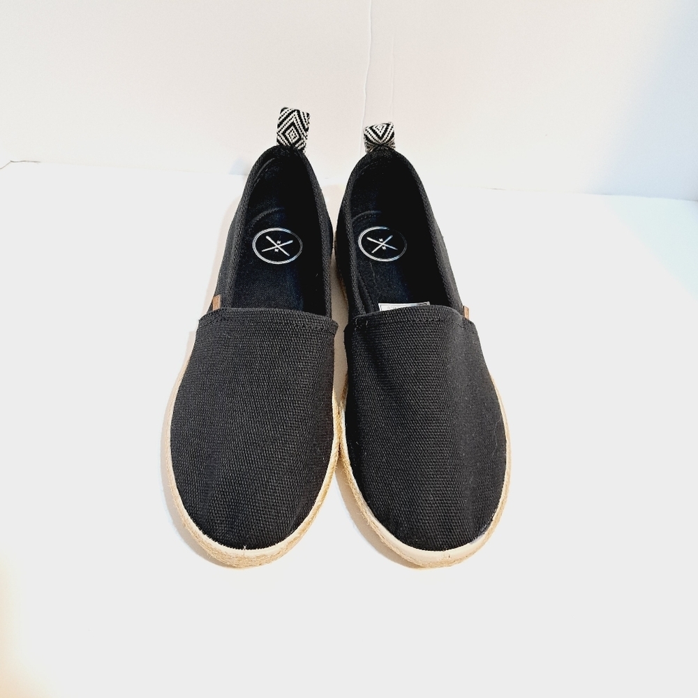 Inkkas Black Global Flat Woven Espadrille Slip On Shoes Size 9.5 - Picture 9 of 9